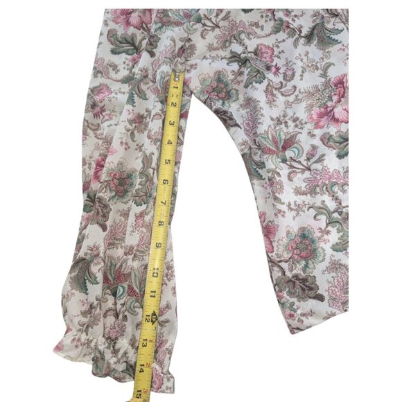 Vintage Teddi of California Floral Blouse | Ruffle Collar Long Sleeve Top *SZ12 - Picture 4 of 11